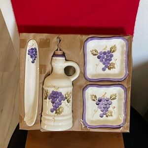 Rare Find Vintage Olive Oil Dispenser, Olive Tray & 2 Snack Trays Set